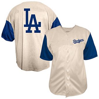 Men's Profile Cream Los Angeles Dodgers Big & Tall Full-Button Jersey