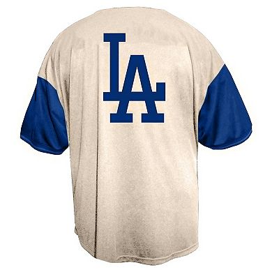 Men's Profile Cream Los Angeles Dodgers Big & Tall Full-Button Jersey