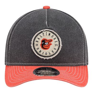 Men's New Era Black/Orange Baltimore Orioles Felt M-Crown 9FORTY Adjustable Hat