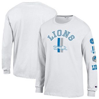 Men's Champion White Detroit Lions Long Sleeve Vintage Jersey T-Shirt