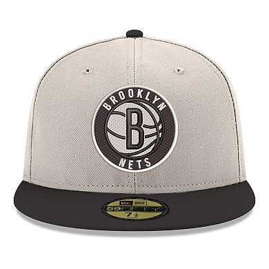 Men's New Era Gray/Black Brooklyn Nets Chrome Two-Tone 59FIFTY Fitted Hat