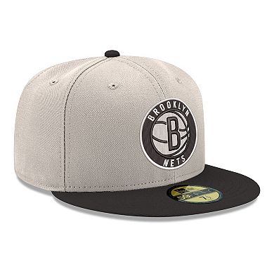 Men's New Era Gray/Black Brooklyn Nets Chrome Two-Tone 59FIFTY Fitted Hat