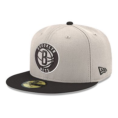 Men's New Era Gray/Black Brooklyn Nets Chrome Two-Tone 59FIFTY Fitted Hat