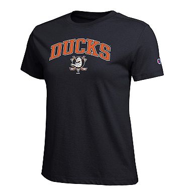 Women's Champion Black Anaheim Ducks Arch Mascot Logo T-Shirt