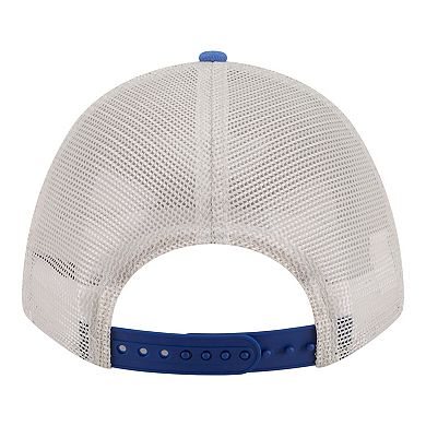 Men's New Era Light Beige/Royal Chicago Cubs Frayed M-Crown A-Frame 9FORTY Trucker Adjustable Hat