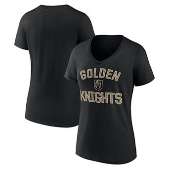 Women's Logo Athletic Black Vegas Golden Knights Arch Victory V-Neck T-Shirt