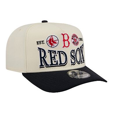 Men's New Era Cream Boston Red Sox Throwback Tri-Hit A-Frame 9FIFTY Adjustable Hat