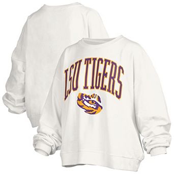 Women's Pressbox White LSU Tigers Plus Size Nelson Janise Sweatshirt