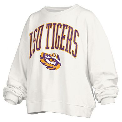 Women's Pressbox White LSU Tigers Plus Size Nelson Janise Sweatshirt