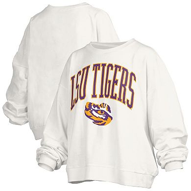 Women's Pressbox White LSU Tigers Plus Size Nelson Janise Sweatshirt