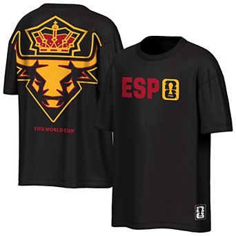 Men's Outerstuff Black Spain National Team FIFA World Cup 2026 Livery Oversized 2-Hit T-Shirt