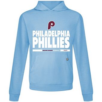 Men's Levelwear Light Blue Philadelphia Phillies Relay Center Stage Long Sleeve Hooded T-Shirt