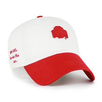 Men's '47 White/Scarlet Ohio State Buckeyes Contemporary Basics Two Tone Clean Up Adjustable Hat