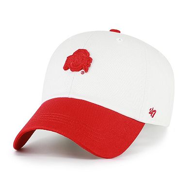 Men's '47 White/Scarlet Ohio State Buckeyes Contemporary Basics Two Tone Clean Up Adjustable Hat
