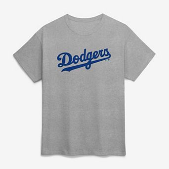 Men's Logo Athletic Heather Gray Los Angeles Dodgers Wordmark T-Shirt