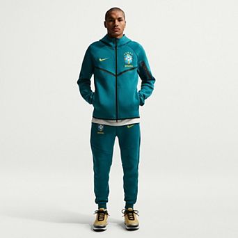 Men's Nike Green Brazil National Team 2026 Tech Fleece Windrunner Raglan Full-Zip Hoodie