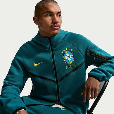 Men's Nike Green Brazil National Team 2026 Tech Fleece Windrunner Raglan Full-Zip Hoodie