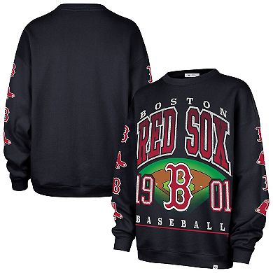 Women's '47 Black Boston Red Sox Trendy Team Go Big Oversized Sweatshirt