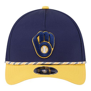 Men's New Era Navy/Gold Milwaukee Brewers Rope M-Crown A-Frame 39THIRTY Flex Hat