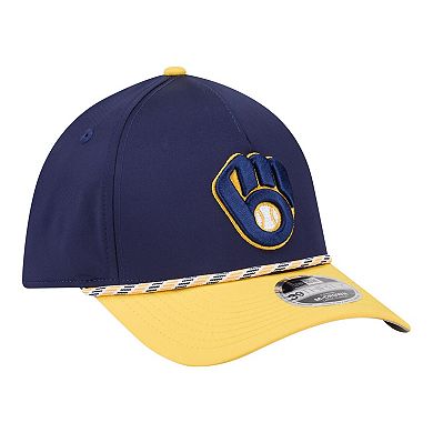 Men's New Era Navy/Gold Milwaukee Brewers Rope M-Crown A-Frame 39THIRTY Flex Hat