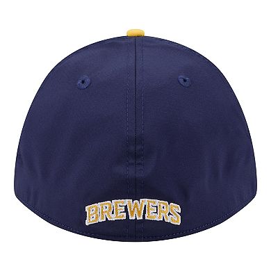 Men's New Era Navy/Gold Milwaukee Brewers Rope M-Crown A-Frame 39THIRTY Flex Hat