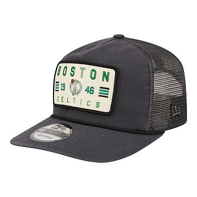 Men's New Era Charcoal Boston Celtics Washed Patch 19TWENTY Adjustable Trucker Hat