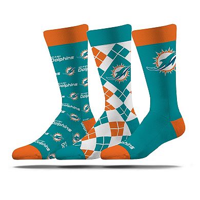 Unisex Strideline Miami Dolphins Business Knit Crew Socks Three-Pack Set