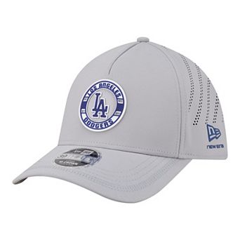 Men's New Era Gray Los Angeles Dodgers Patch 39THIRTY A-Frame M-Crown Perforated Flex Hat
