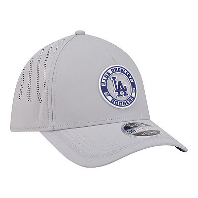 Men's New Era Gray Los Angeles Dodgers Patch 39THIRTY A-Frame M-Crown Perforated Flex Hat