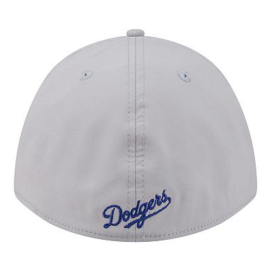 Men's New Era Gray Los Angeles Dodgers Patch 39THIRTY A-Frame M-Crown Perforated Flex Hat