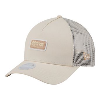 Women's New Era Light Beige Chicago White Sox Tonal Patch 9FORTY M-Crown A-Frame Trucker Adjustable Hat