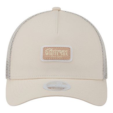Women's New Era Light Beige Chicago White Sox Tonal Patch 9FORTY M-Crown A-Frame Trucker Adjustable Hat
