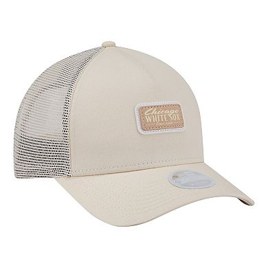 Women's New Era Light Beige Chicago White Sox Tonal Patch 9FORTY M-Crown A-Frame Trucker Adjustable Hat