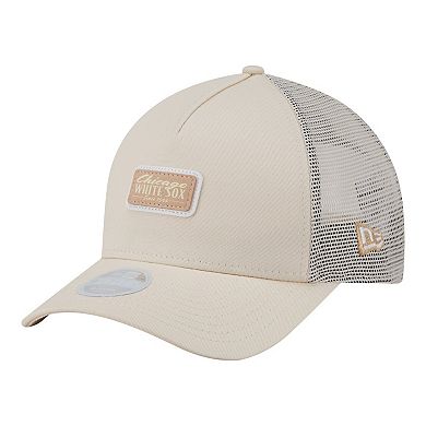 Women's New Era Light Beige Chicago White Sox Tonal Patch 9FORTY M-Crown A-Frame Trucker Adjustable Hat