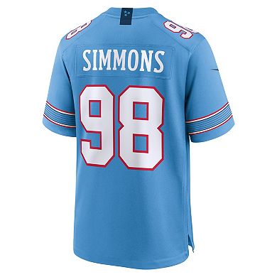 Men's Nike Jeffery Simmons Light Blue Tennessee Titans Game Jersey