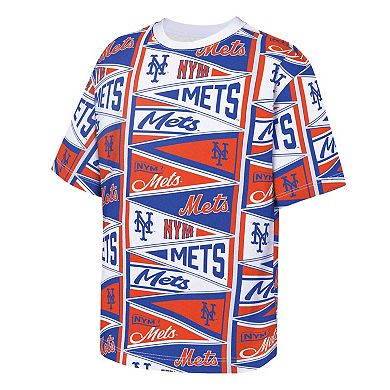 Youth Outerstuff Orange New York Mets All-Over Pennant T-Shirt