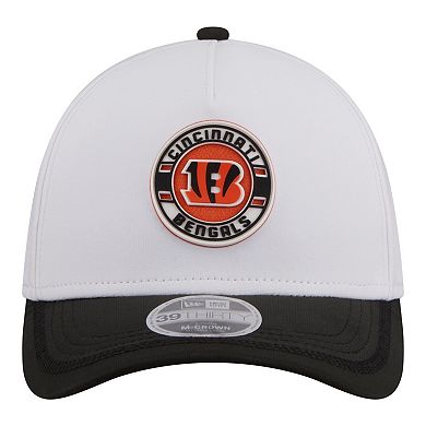 Men's New Era White/Black Cincinnati Bengals Patch 39THIRTY A-Frame M-Crown Perforated Flex Hat