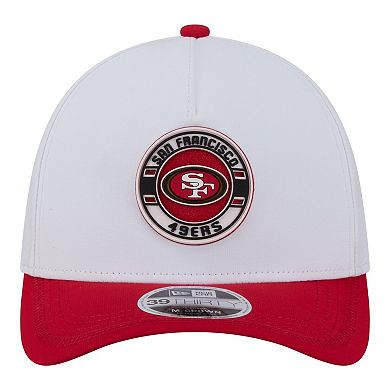 Men's New Era White/Scarlet San Francisco 49ers Patch 39THIRTY A-Frame M-Crown Perforated Flex Hat