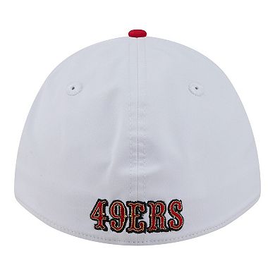 Men's New Era White/Scarlet San Francisco 49ers Patch 39THIRTY A-Frame M-Crown Perforated Flex Hat