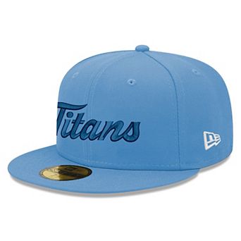 Men's New Era Light Blue Tennessee Titans Script 59FIFTY Fitted Hat