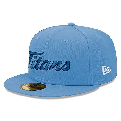 Men's New Era Light Blue Tennessee Titans Script 59FIFTY Fitted Hat