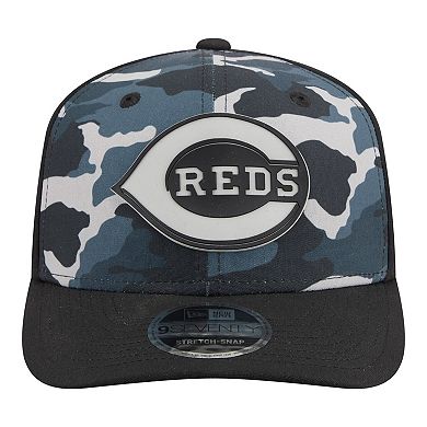 Men's New Era Black Cincinnati Reds Tonal Camo 9SEVENTY Stretch-Snap Hat