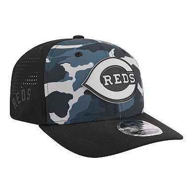 Men's New Era Black Cincinnati Reds Tonal Camo 9SEVENTY Stretch-Snap Hat