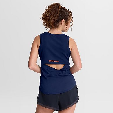 Women's Fanatics Navy Denver Broncos Draped Mesh Back Performance Tank Top