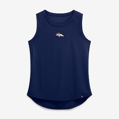 Women's Fanatics Navy Denver Broncos Draped Mesh Back Performance Tank Top