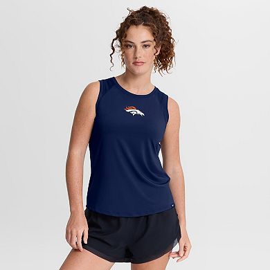 Women's Fanatics Navy Denver Broncos Draped Mesh Back Performance Tank Top