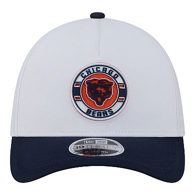 Men's New Era White/Navy Chicago Bears Patch 39THIRTY A-Frame M-Crown Perforated Flex Hat