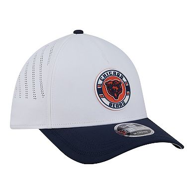 Men's New Era White/Navy Chicago Bears Patch 39THIRTY A-Frame M-Crown Perforated Flex Hat