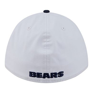 Men's New Era White/Navy Chicago Bears Patch 39THIRTY A-Frame M-Crown Perforated Flex Hat