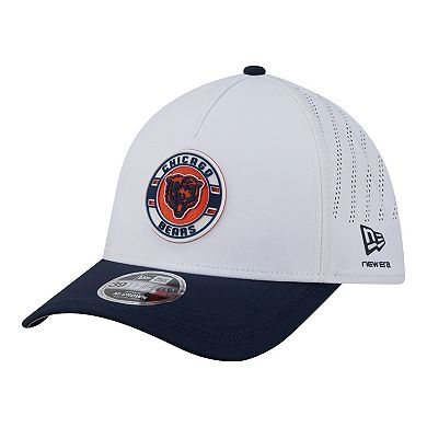 Men's New Era White/Navy Chicago Bears Patch 39THIRTY A-Frame M-Crown Perforated Flex Hat